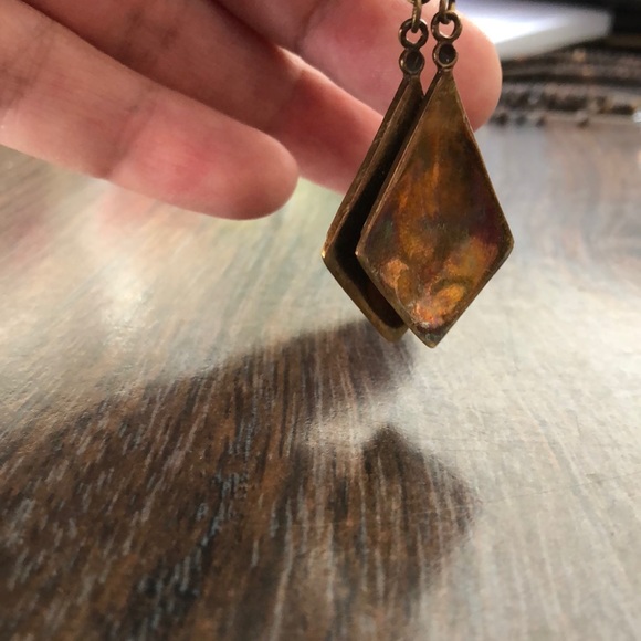 Evil eye inlaid onyx brass earrings - Picture 5 of 8